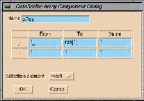 Component Dialog Window for X Values